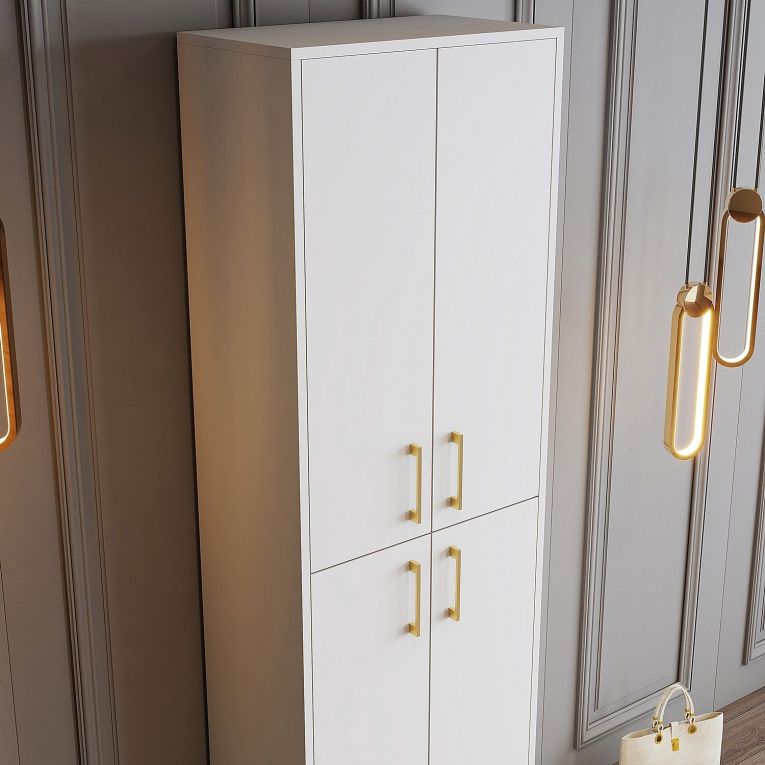 Armadio Multiuso Grande Bianco oro 6 Ripiani 4 Ante 60x202h cm, 6 Vani - Laino