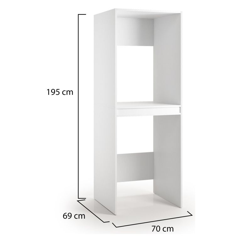 Armadio Multiuso Grande Bianco un Ripiano Apertura Battente 70x195h cm, Porta Lavatrice e Asciugatrice Made in Italy - Flagler