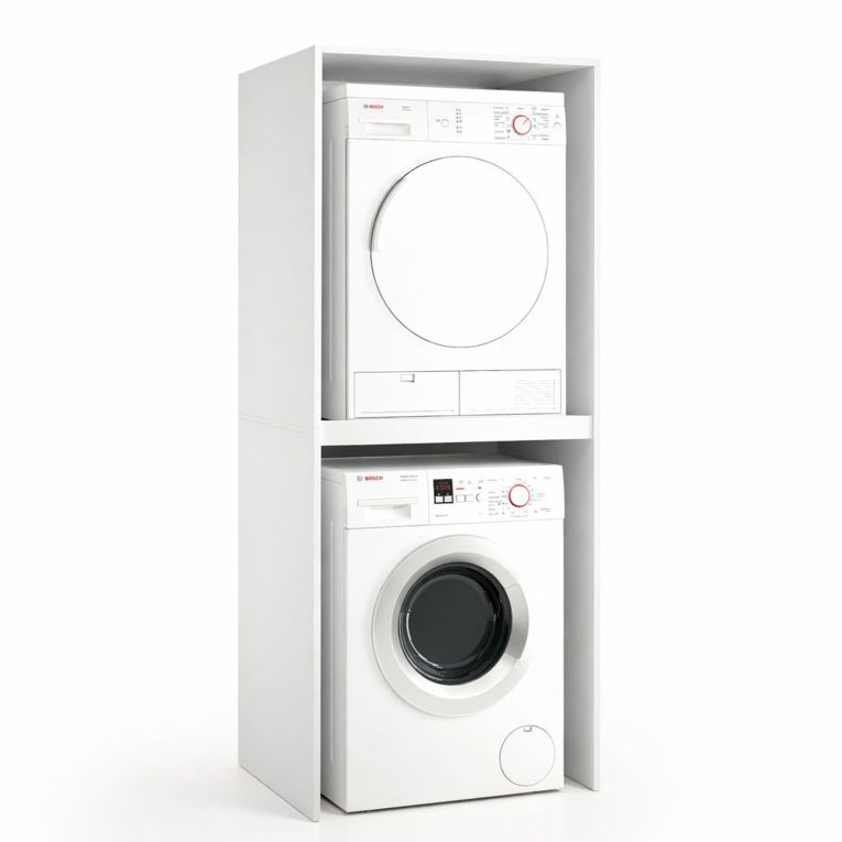 Armadio Multiuso Grande Bianco un Ripiano Apertura Battente 70x195h cm, Porta Lavatrice e Asciugatrice Made in Italy - Flagler
