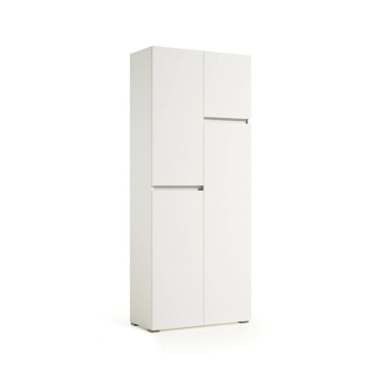 Armadio multiuso grande Camelia, Mobile multiuso a 4 ante, Armadietto porta scarpe, Guardaroba salvaspazio, 100% Made in Italy, 80x37h195 cm, Bianco