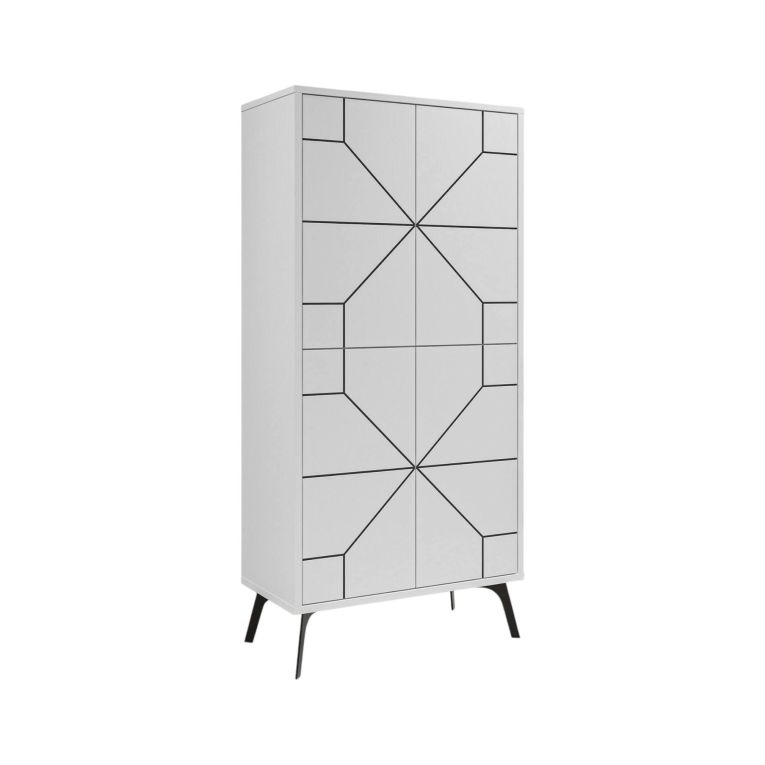 Armadio multiuso grande Chiron, Mobile multifunzionale, Mobiletto scarpiera, Guardaroba porta scarpe, 63x36 h136 cm, Bianco