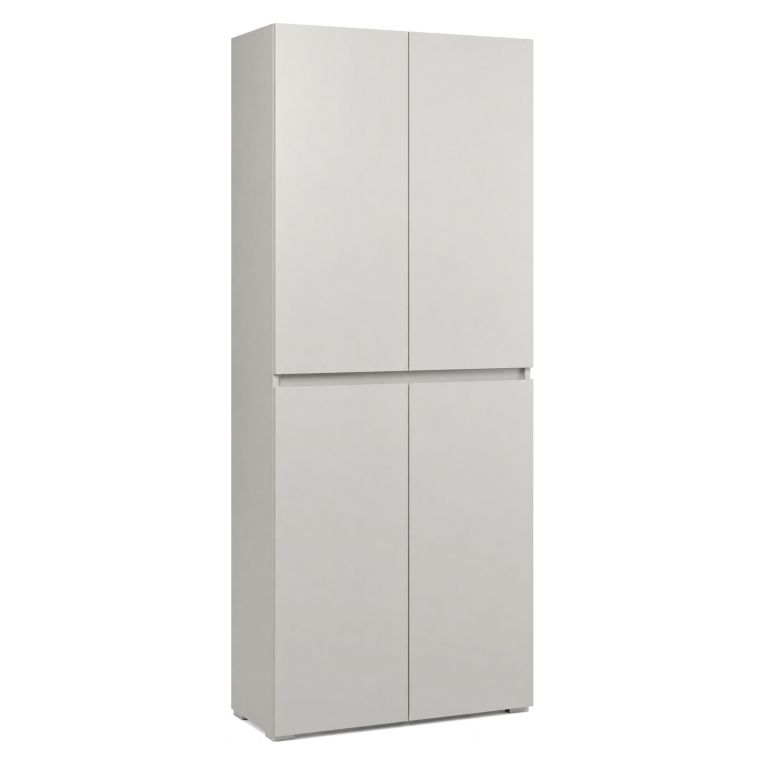 Armadio Multiuso Grande Grigio Chiaro 7 Ripiani Apertura Battente 80x195h cm, Gola per Apertura Ante Made in Italy - Arro