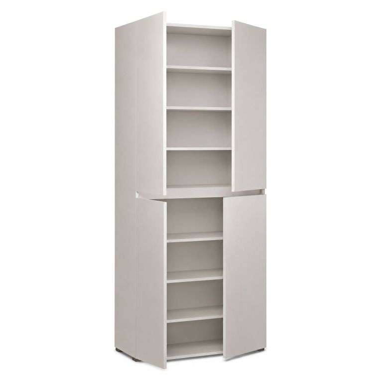 Armadio Multiuso Grande Grigio Chiaro 7 Ripiani Apertura Battente 80x195h cm, Gola per Apertura Ante Made in Italy - Arro