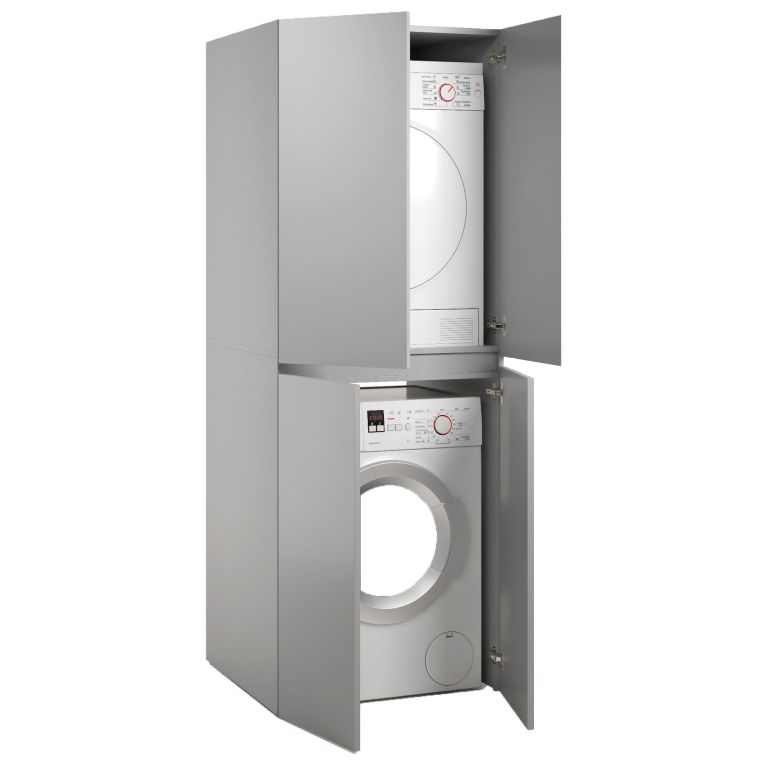 Armadio Multiuso Grande Grigio un Ripiano Apertura Battente 70x195h cm, Porta Lavatrice e Asciugatrice Made in Italy - Flagler