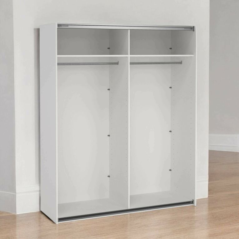 Armadio multiuso grande Janelle, Mobile multifunzionale, Mobiletto scarpiera, Guardaroba porta scarpe, 62x179 h220 cm, Bianco