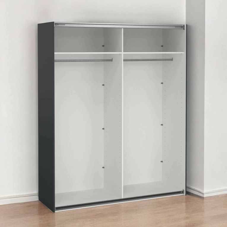 Armadio multiuso grande Janelle, Mobile multifunzionale, Mobiletto scarpiera, Guardaroba porta scarpe, 62x179 h220 cm, Grigio