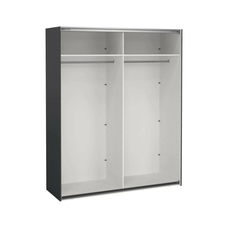Armadio multiuso grande Janelle, Mobile multifunzionale, Mobiletto scarpiera, Guardaroba porta scarpe, 62x179 h220 cm, Grigio