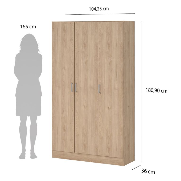 Armadio Multiuso Grande Marrone Rovere 4 Ripiani Apertura Battente 104x181h cm, 6 Vani - Vado