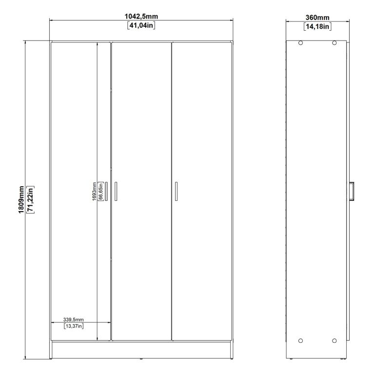 Armadio Multiuso Grande Marrone Rovere 4 Ripiani Apertura Battente 104x181h cm, 6 Vani - Vado