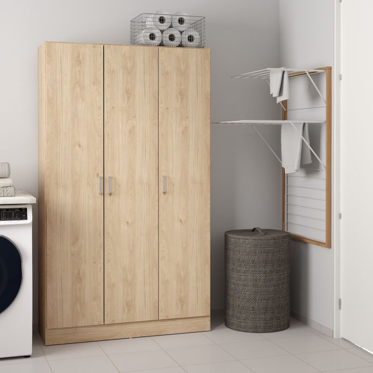 Armadio Multiuso Grande Marrone Rovere 4 Ripiani Apertura Battente 104x181h cm, 6 Vani - Vado