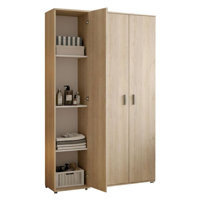 Armadio Multiuso Grande Marrone Rovere 9 Ripiani Modulabile 100x190h cm, 3 Ante - Casciano