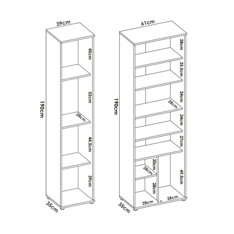 Armadio Multiuso Grande Marrone Rovere 9 Ripiani Modulabile 100x190h cm, 3 Ante - Casciano