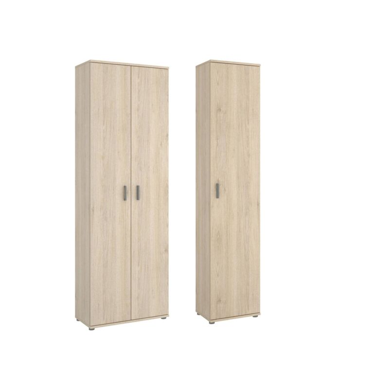 Armadio Multiuso Grande Marrone Rovere 9 Ripiani Modulabile 100x190h cm, 3 Ante - Casciano