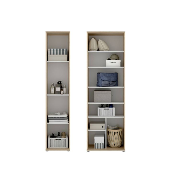 Armadio Multiuso Grande Marrone Rovere 9 Ripiani Modulabile 100x190h cm, 3 Ante - Casciano