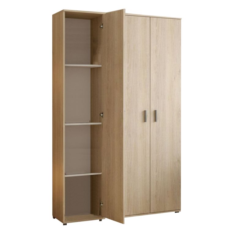 Armadio Multiuso Grande Marrone Rovere 9 Ripiani Modulabile 100x190h cm, 3 Ante - Casciano