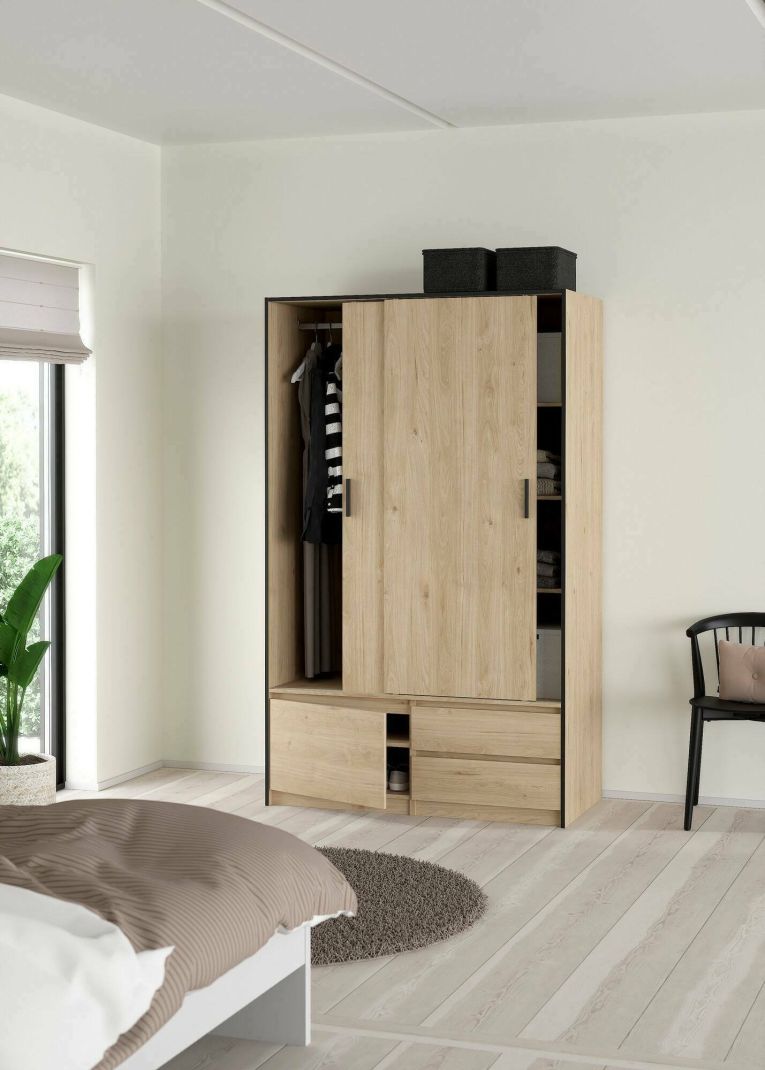 Armadio multiuso grande Melina, Mobile multifunzionale, Mobiletto scarpiera, Guardaroba porta scarpe, 60x121 h200 cm, Rovere