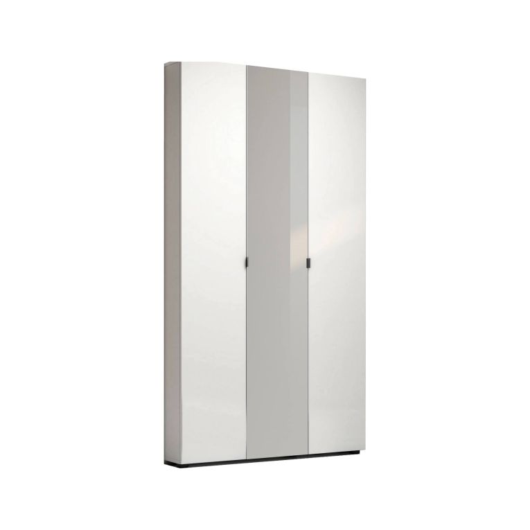 Armadio multiuso grande Rustenburg, Mobile multifunzionale, Mobiletto scarpiera, Guardaroba porta scarpe, Made in Italy, 11x19h200 cm, Bianco lucido
