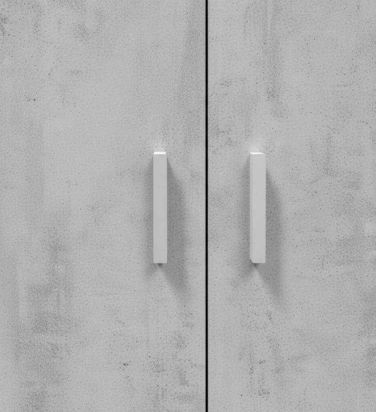 Armadio multiuso Irvine, Mobile ausiliario a 2 ante, Guardaroba portascope a 2 ante e 3 ripiani, 80x37h182 cm, Cemento e Bianco