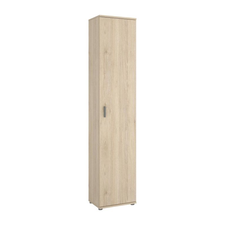 Armadio multiuso Lagalb, Mobile multifunzione portaoggetti, Armadio a 1 anta, 39x35h190 cm, Rovere