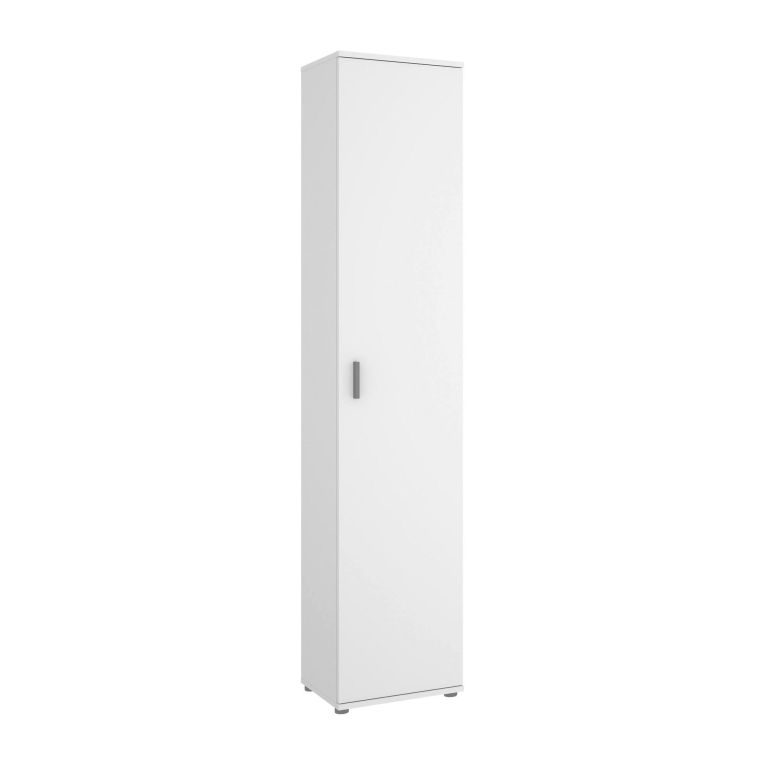 Armadio multiuso Lagalb, Mobile multifunzione portaoggetti, Armadio alto multiuso a 1 anta, 39x35h190 cm, Bianco