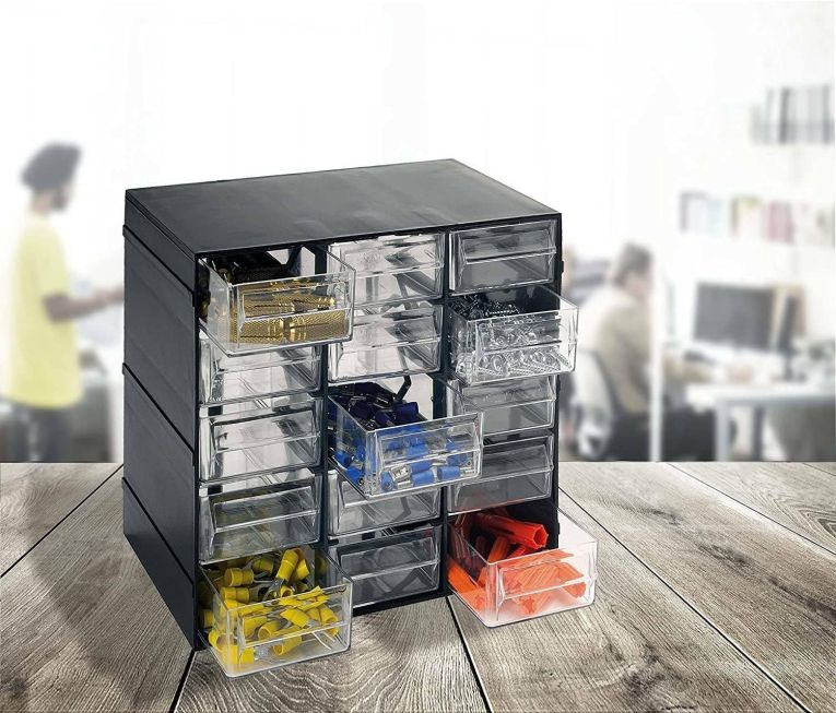 Armadio multiuso Lens, Armadietto porta minuteria, Mobile per contenitori portautensili, 100% Made in Italy, Antracite, 23x14h19 cm