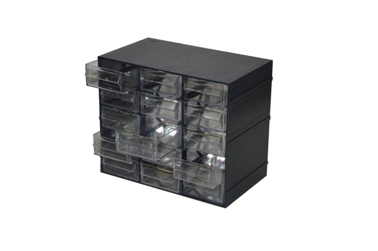 Armadio multiuso Lens, Armadietto porta minuteria, Mobile per contenitori portautensili, 100% Made in Italy, Antracite, 23x14h19 cm