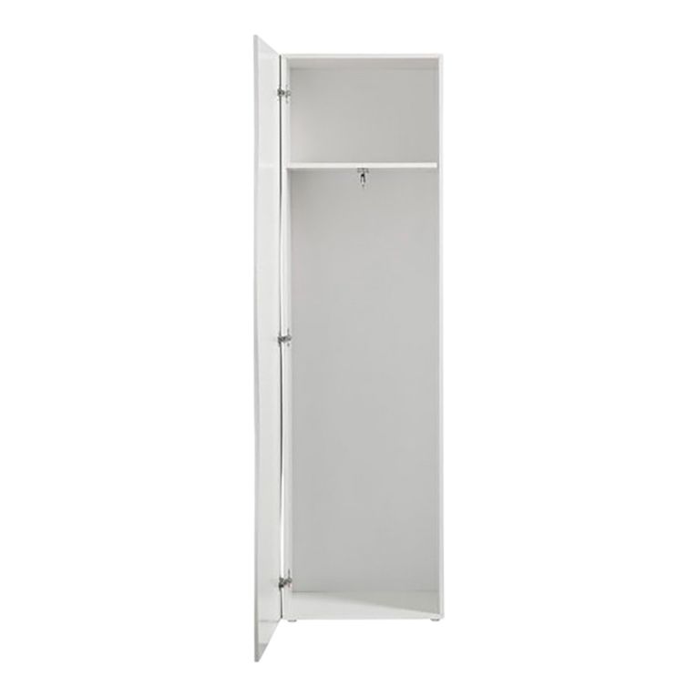 Armadio multiuso Lorenzo, Portascarpe con 1 anta e 1 ripiano, Mobile multifunzione, 100% Made in Italy, cm 63x40h187, Bianco lucido