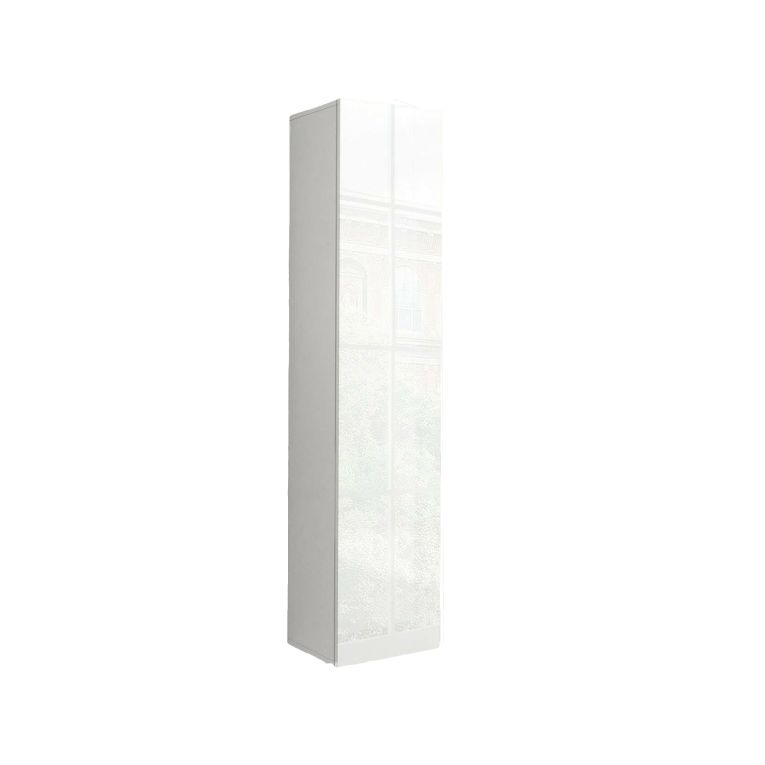 Armadio multiuso Marco, Portascarpe con 1 anta e 4 ripiani, Mobile multifunzione, 100% Made in Italy, cm 40x30h180, Bianco lucido