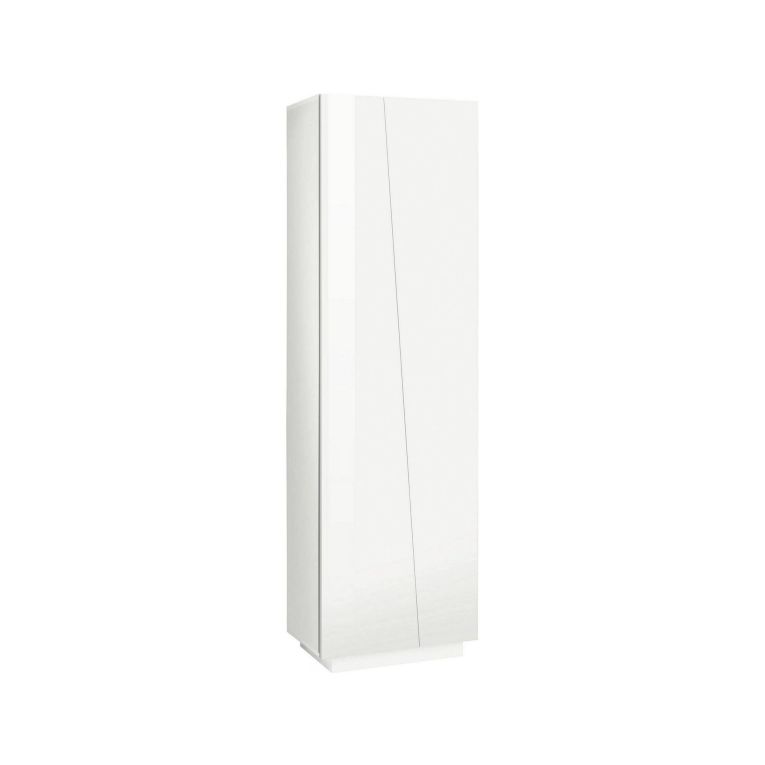 Armadio multiuso Medea, Portascarpe a 2 ante e 5 ripiani, Mobile multifunzione, 100% Made in Italy, cm 60x38h200, Bianco lucido