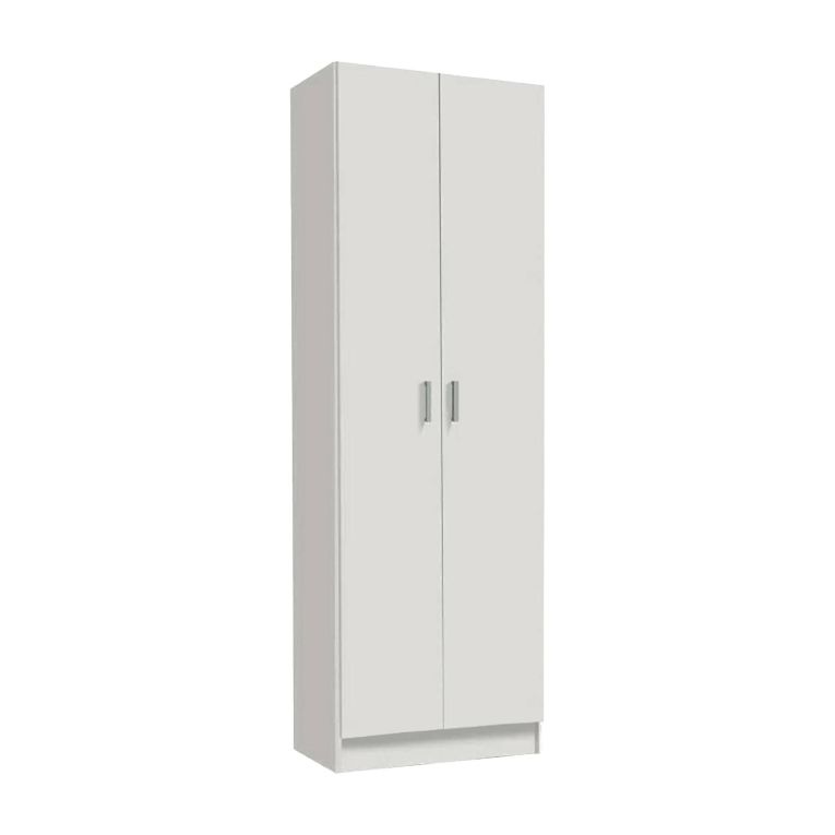 Armadio multiuso Salem, Mobile ausiliario a 2 ante, Portascarpe con 3 ripiani, Scarpiera alta moderna, 59x37h180 cm, Bianco