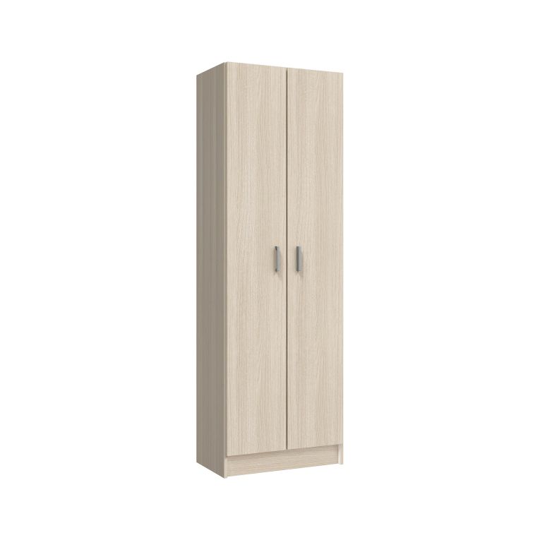 Armadio multiuso Salem, Mobile ausiliario a 2 ante, Portascarpe con 3 ripiani, Scarpiera alta moderna, 59x37h180 cm, Rovere