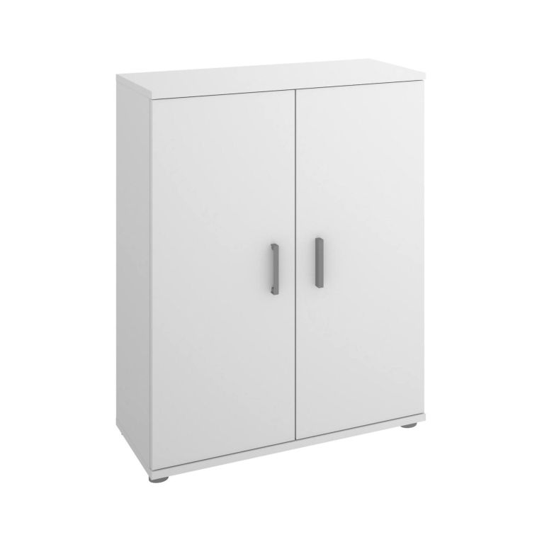 Armadio multiuso Serles, Mobile multifunzione portascarpe, Armadietto a 2 ante, 61x35h80 cm, Bianco