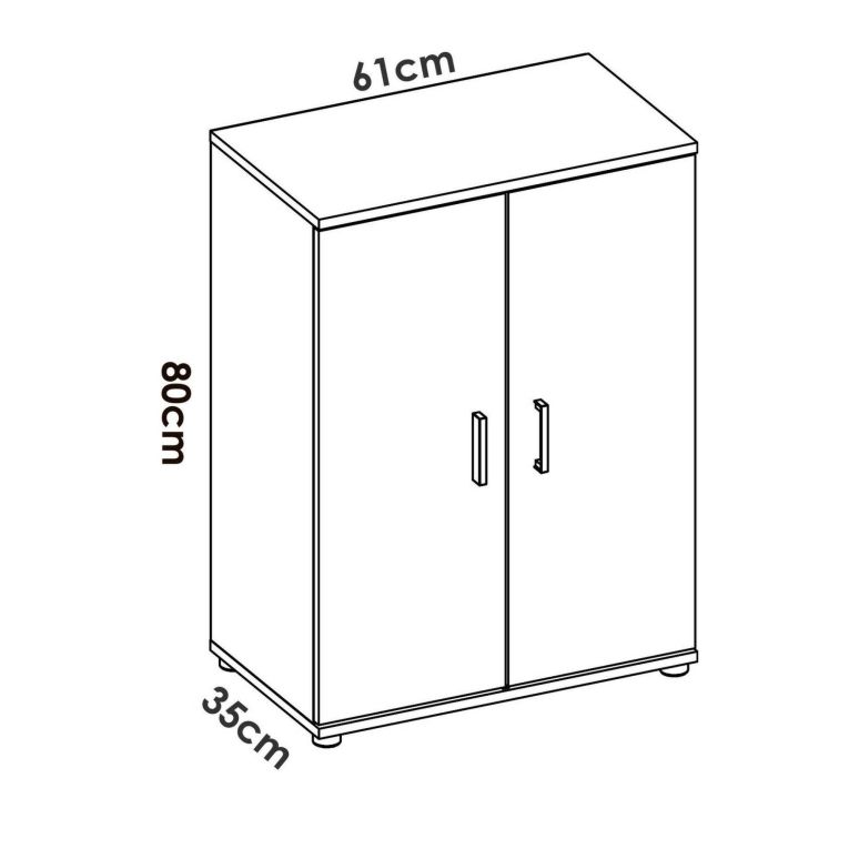 Armadio multiuso Serles, Mobile multifunzione portascarpe, Armadietto a 2 ante, 61x35h80 cm, Bianco