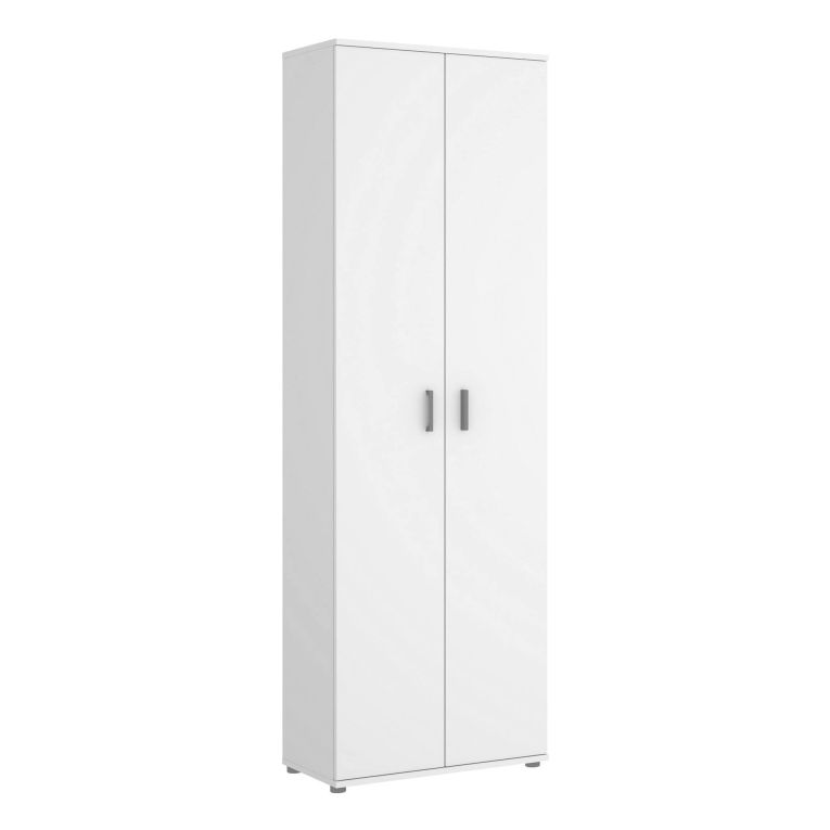 Armadio multiuso Serro, Mobile multifunzione portascarpe, Guardaroba a 2 ante, 61x35h190 cm, Bianco
