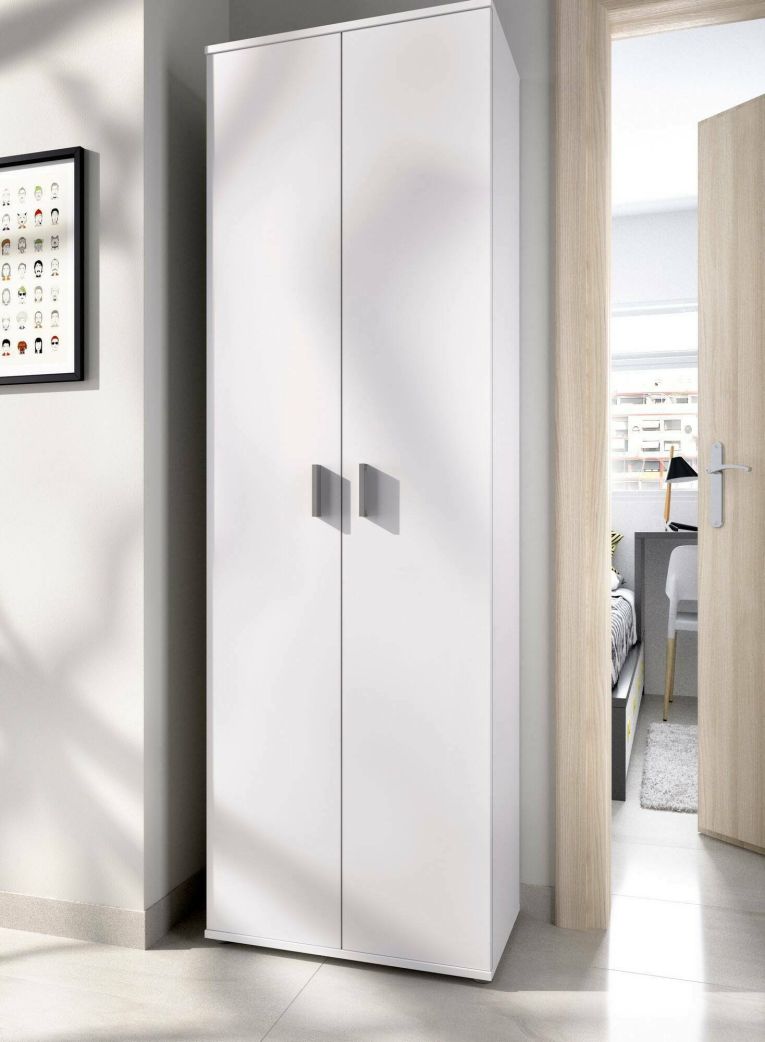 Armadio multiuso Suretta, Mobile multifunzione portaoggetti, Guardaroba a 2 ante, 61x35h190 cm, Bianco