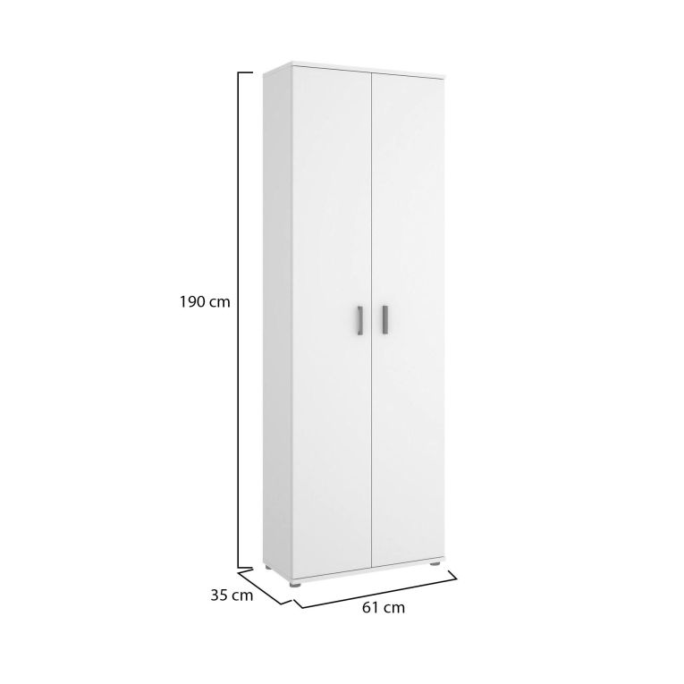 Armadio multiuso Suretta, Mobile multifunzione portaoggetti, Guardaroba a 2 ante, 61x35h190 cm, Bianco