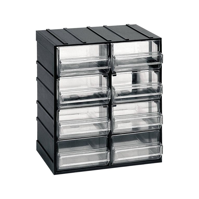 Armadio multiuso Tienen, Armadietto porta minuteria, Mobile per contenitori portautensili, 100% Made in Italy, 19x15h23 cm, Antracite, 8 cassetti