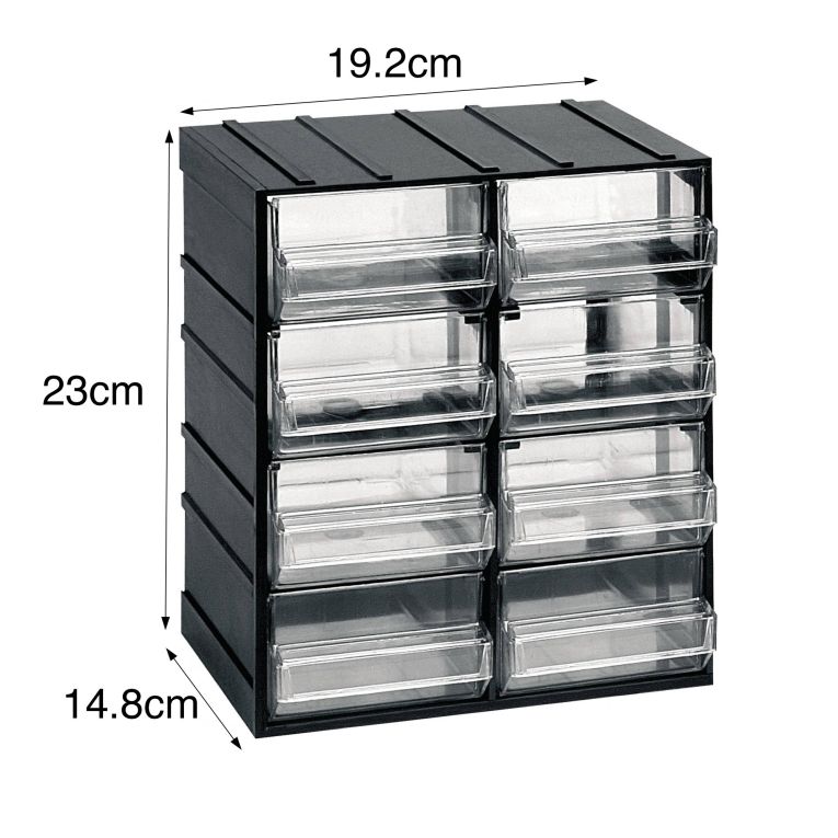 Armadio multiuso Tienen, Armadietto porta minuteria, Mobile per contenitori portautensili, 100% Made in Italy, 19x15h23 cm, Antracite, 8 cassetti