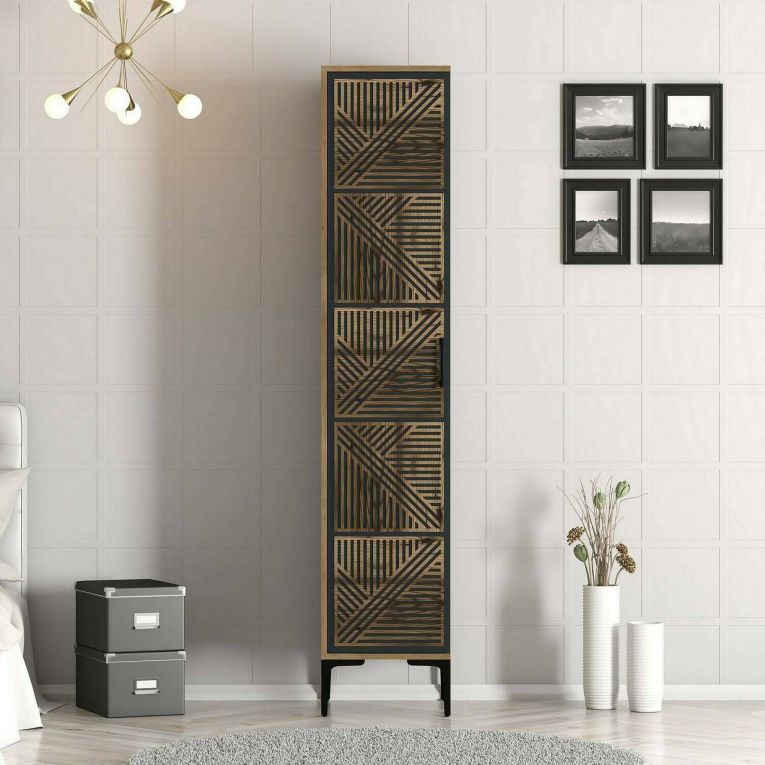 Armadio noce e antracite 1 anta 47x201h cm - Giusta