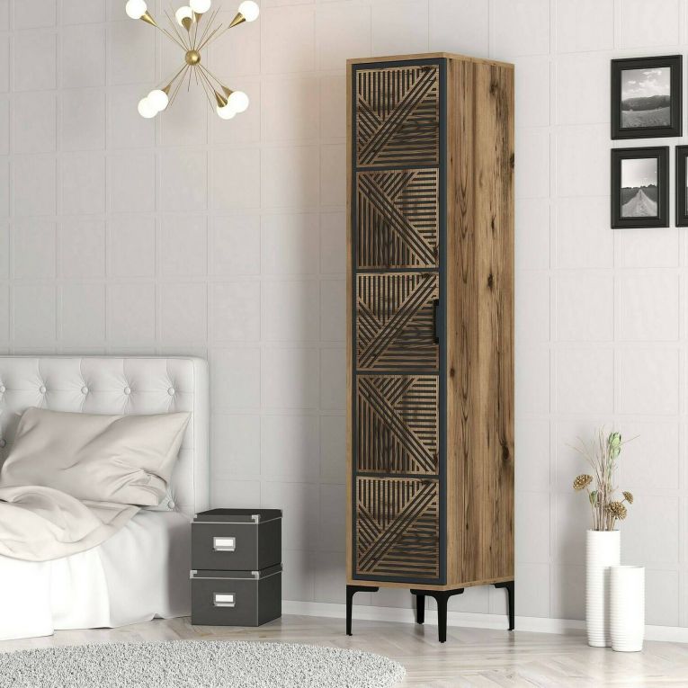 Armadio noce e antracite 1 anta 47x201h cm - Giusta