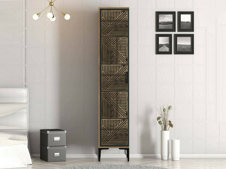 Armadio noce e antracite 1 anta 47x201h cm - Giusta