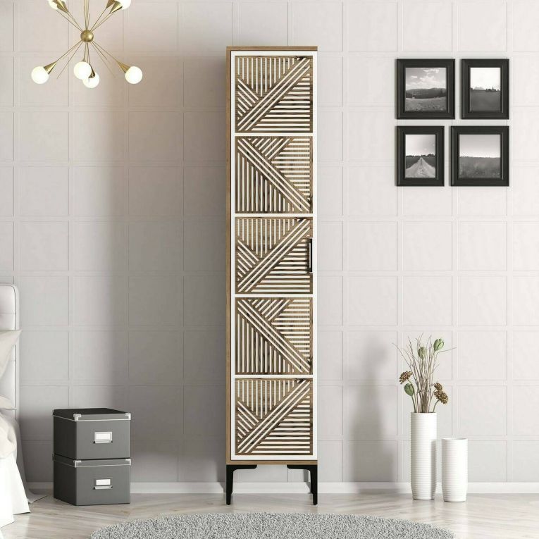 Armadio noce e bianco 1 anta 47x201h cm - Giusta