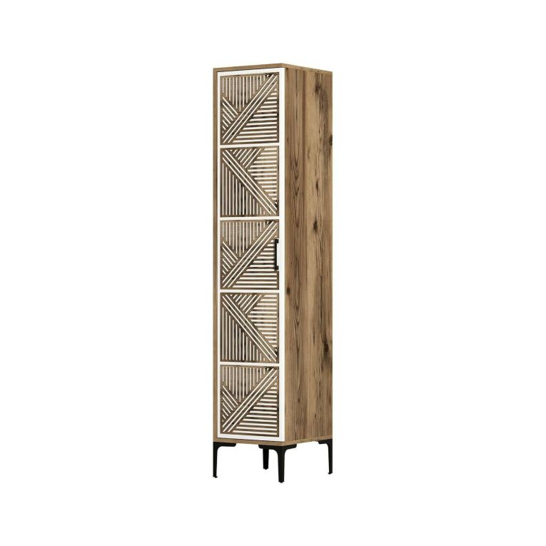 Armadio noce e bianco 1 anta 47x201h cm - Giusta