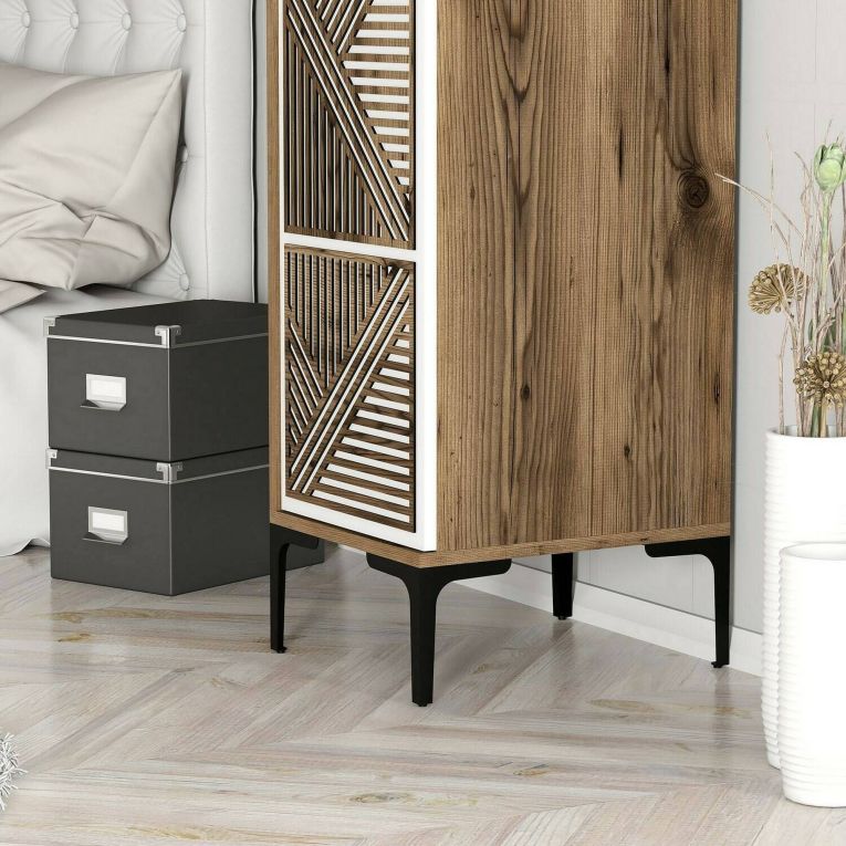 Armadio noce e bianco 1 anta 47x201h cm - Giusta