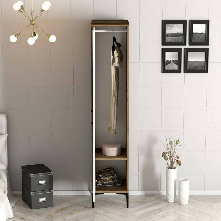 Armadio noce e bianco 1 anta 47x201h cm - Giusta