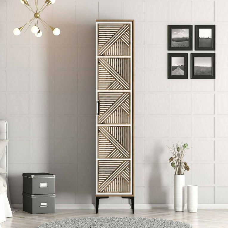Armadio noce e bianco 1 anta 47x201h cm - Giusta