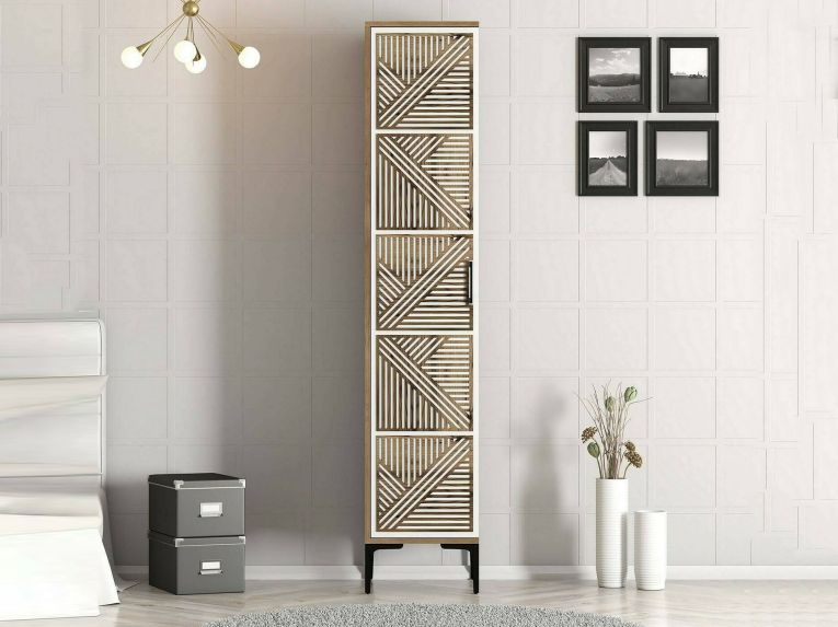 Armadio noce e bianco 1 anta 47x201h cm - Giusta