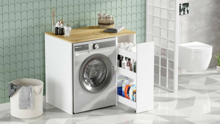 Armadio noce e bianco mobile lavatrice 93x88h cm - Axel
