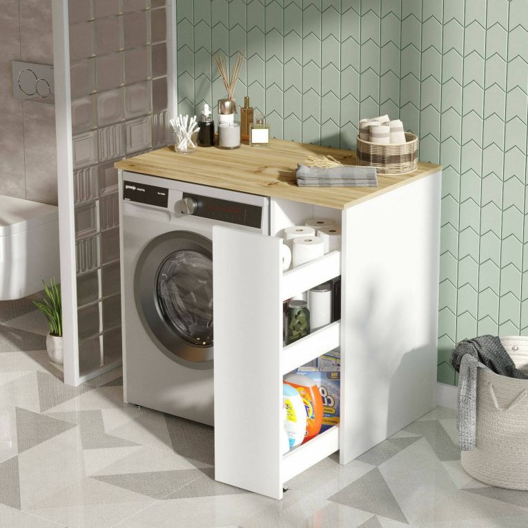 Armadio noce e bianco mobile lavatrice 93x88h cm - Axel