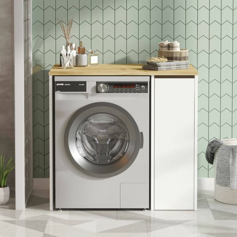 Armadio noce e bianco mobile lavatrice 93x88h cm - Axel